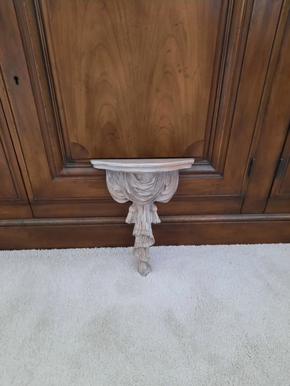 Decorative Resin Draped Fabric Wall Sconce Shelf in Distressed White